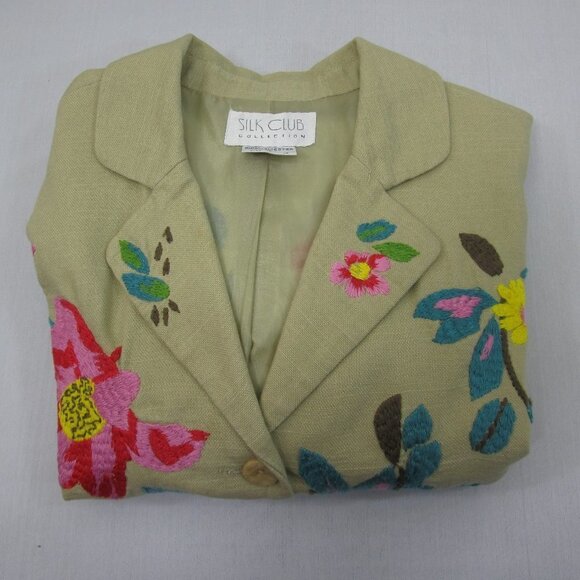 SILK CLUB COLLECTION EMBROIDERED JACKET/BLAZER M - Picture 8 of 8